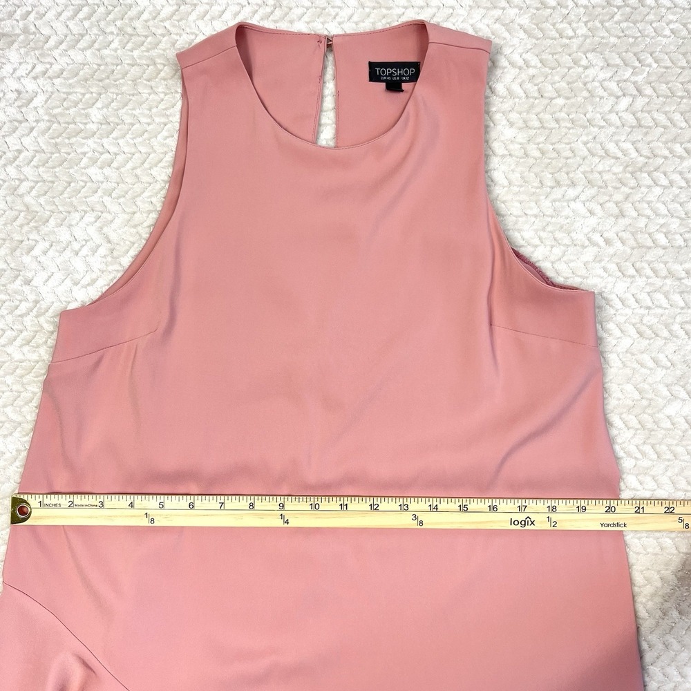 Topshop Asymmetrical Ruffle Midi Dress Dusty Rose Size 8 Prom Soft Girl Romantic - Picture 10 of 14